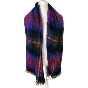 Vintage Peck‎ & Peck Fifth Ave NY Scottish Mohair Wool Plaid Large Scarf / Shawl
